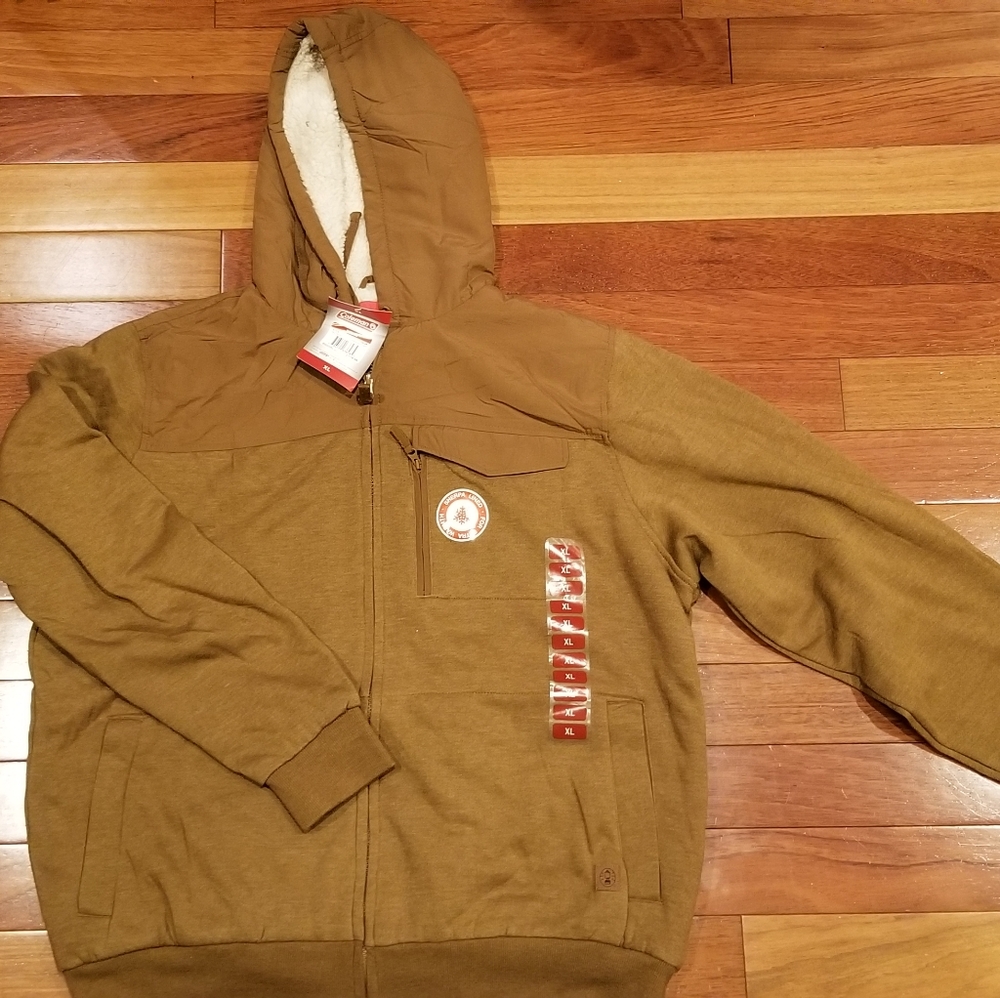 Colman Mens copper Heather Sherpa Lined Zip Hoodie